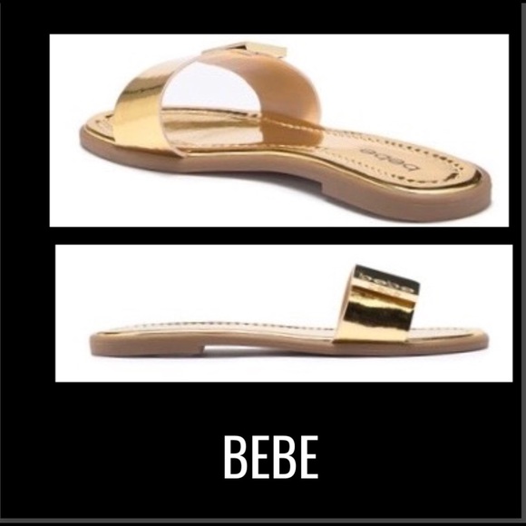 BEBE Gold Metallic Logo Slide - Picture 4 of 8